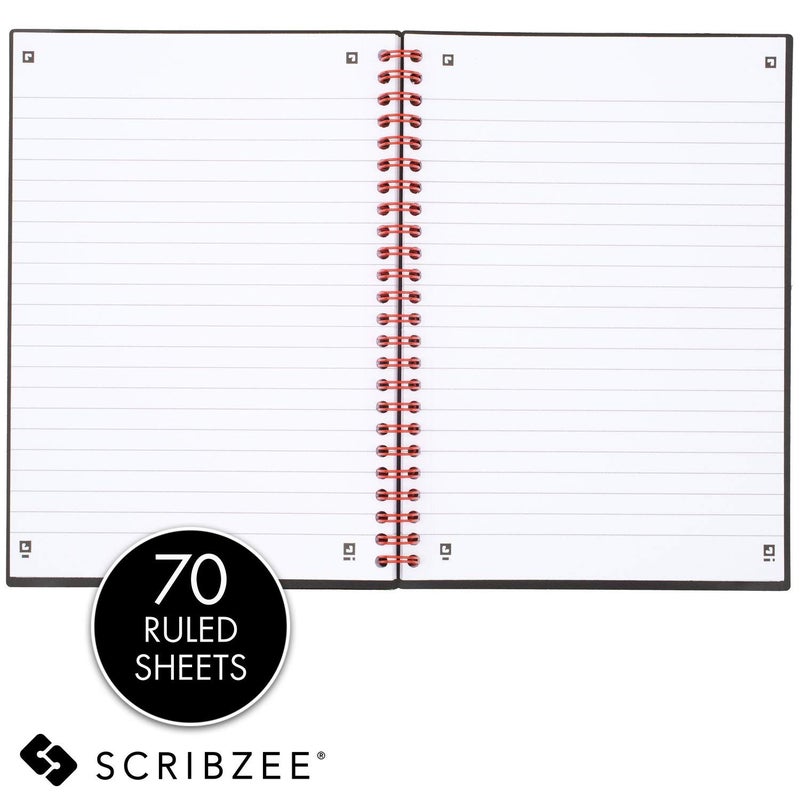Black n' Red Notebook, Durable Hardcover, Premium Optik Paper, Scribzee App Compatible, Environmentally Friendly, Spiral Binding, 8-1/4" x 5-1/4", 70 Double-Sided Ruled Sheets, (Pack of 2) - Image 2